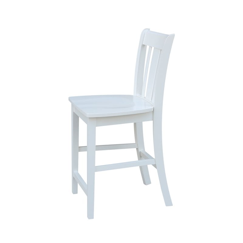 Pemberly Row Solid Wood Counter Height Stool in White - 24