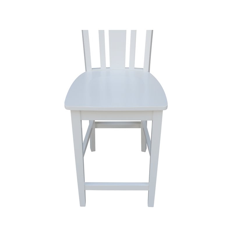 Pemberly Row Solid Wood Counter Height Stool in White - 24