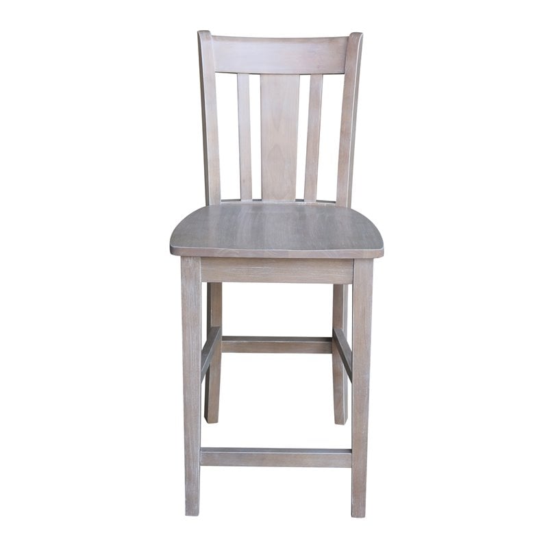 Pemberly Row Wood Counter Height Stool in Washed Gray Taupe - 24