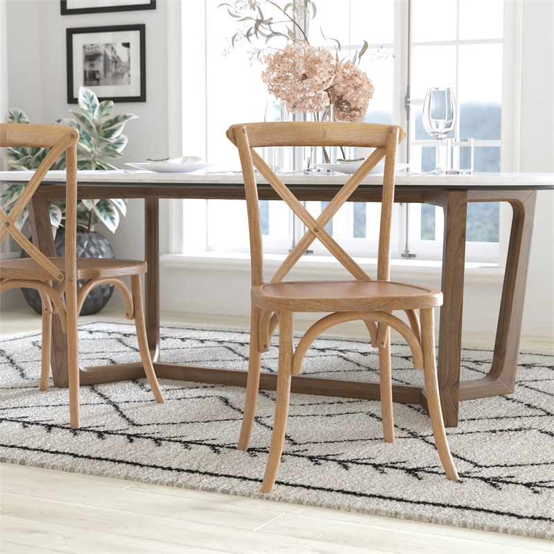 Pemberly Row Contemporary X-Back Chair In Medium White Grain