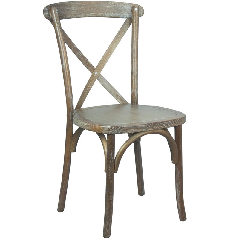 Pemberly Row Contemporary X-Back Chair In Medium White Grain