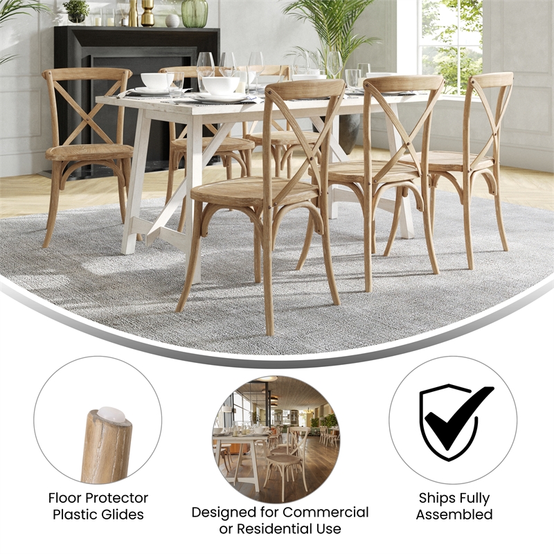 Pemberly Row Contemporary X-Back Chair In Natural White Grain
