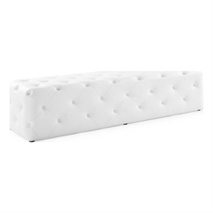 Pemberly Row 72&quot Tufted Button Entryway Faux Leather Bench in White