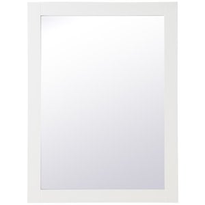Pemberly Row Modern 36&quot x 27&quot Wood Frame Bathroom Mirror in White