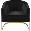 Pemberly Row Black Velvet Accent Chair with Stainless Steel Base
