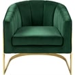 Pemberly Row Green Velvet Accent Chair with Stainless Steel Base