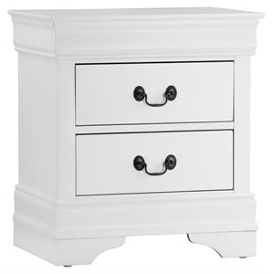 Pemberly Row Traditional 2-Drawer Wood Nightstand in White Finish