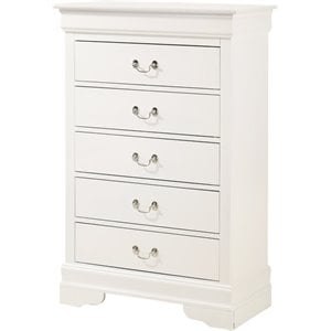 Pemberly Row Contemporary Engineered Wood 5-Drawers Bedroom Chest in White