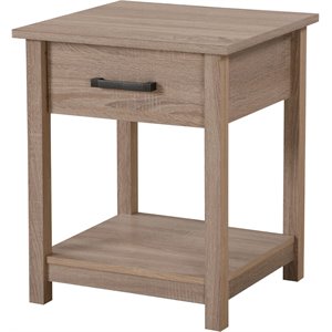 Pemberly Row Contemporary 1 Drawer Nightstand in Sandle Wood