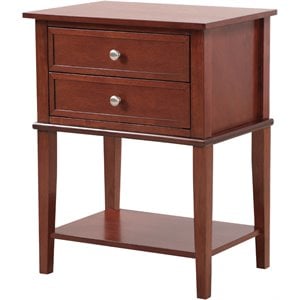 Pemberly Row Contemporary Manufactured Wood 2 Drawer Nightstand in Cherry