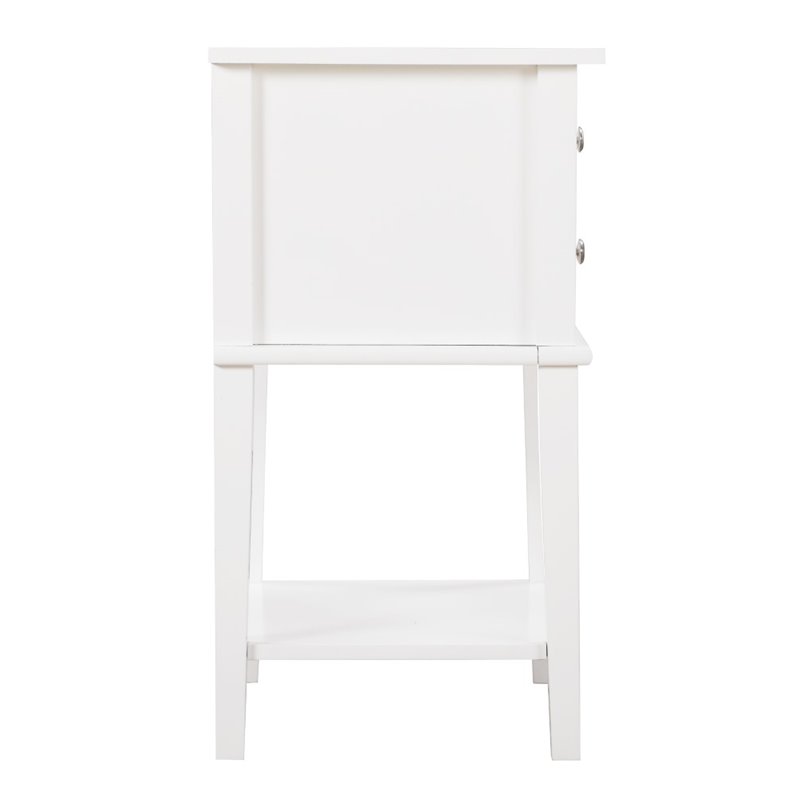 Pemberly Row Contemporary Manufactured Wood 2 Drawer Nightstand in White