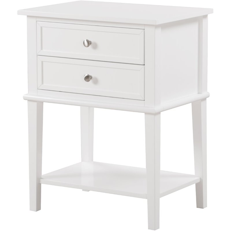Pemberly Row Contemporary Manufactured Wood 2 Drawer Nightstand in White