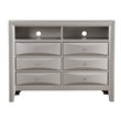 Pemberly Row Wood Veneer 6-Drawer TV Stand in Silver Champagne