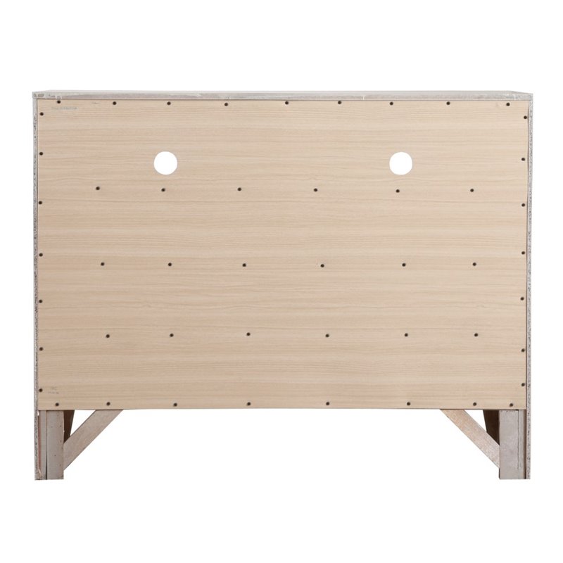 Pemberly Row Wood Veneer 6-Drawer TV Stand in Silver Champagne