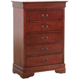 Pemberly Row Contemporary 5 Dovetailed Drawers Chest in Cherry