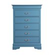 Pemberly Row Contemporary Engineered Wood 5 Drawer Chest in Teal