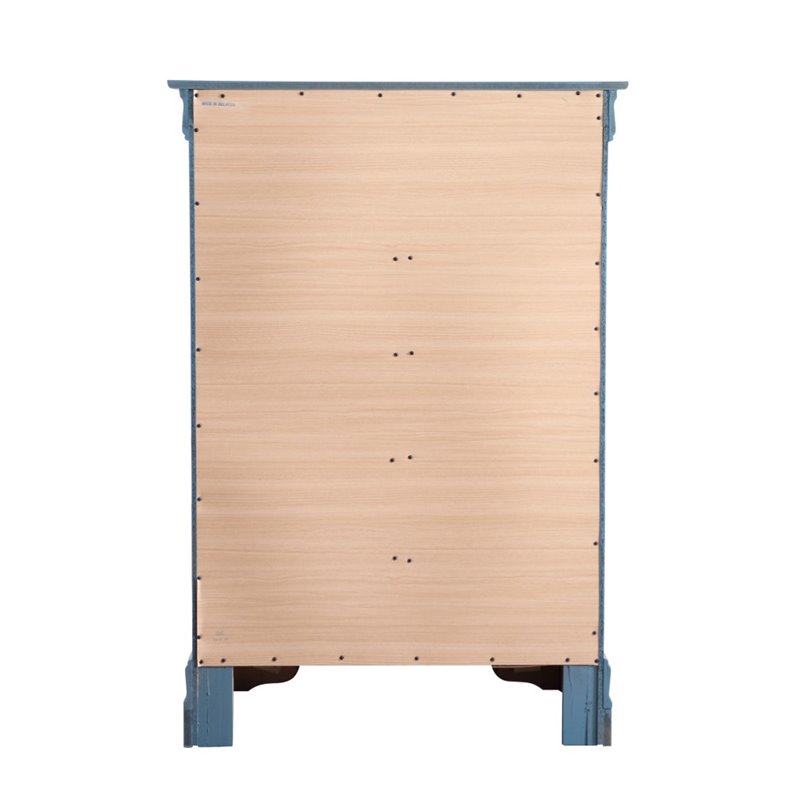 Pemberly Row Contemporary Engineered Wood 5 Drawer Chest in Teal