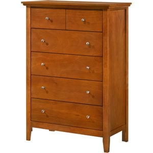 Pemberly Row Contemporary 5 Dovetailed Drawers Chest in Oak Finish