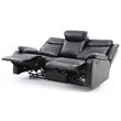 Pemberly Row Modern Faux Leather Double Reclining Sofa in Black