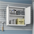 Pemberly Row Contemporary Metal Floating Garage Cabinet in White