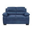 Pemberly Row Modern Fabric Upholstered Love Seat in Blue Color