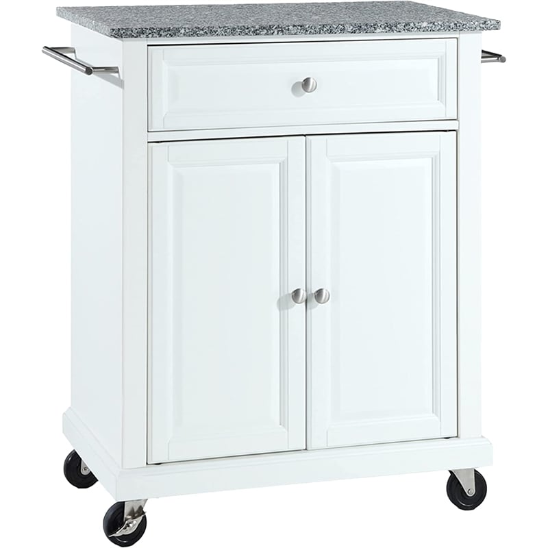Pemberly Row Modern Wood Portable Kitchen Cart in White and Gray