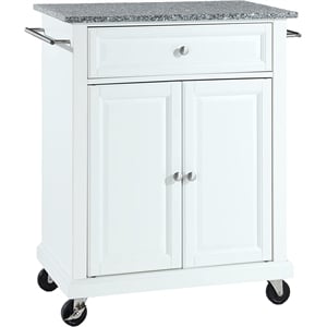 Pemberly Row Modern Wood Portable Kitchen Cart in White and Gray
