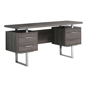 Pemberly Row Computer Desk Home Office Laptop Storage Drawers 60&quotL - Metal Brown