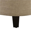 Pemberly Row Round Ottoman in Off White Tan Upholstery with Wood Legs