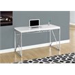 Pemberly Row Home Office Computer Desk in Metal Laminate Glossy White Chrome