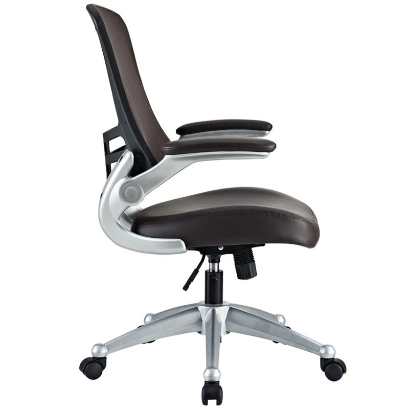 Pemberly Row Modern Style Vinyl Office Chair in Brown Finish