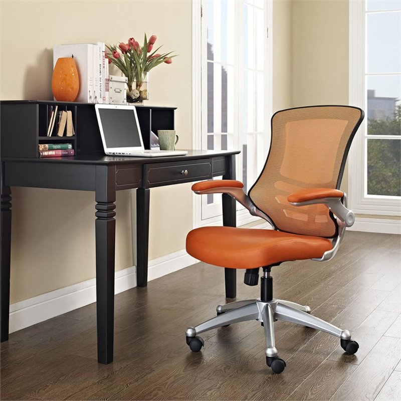 Pemberly Row Modern Style Vinyl Office Chair in Orange Finish
