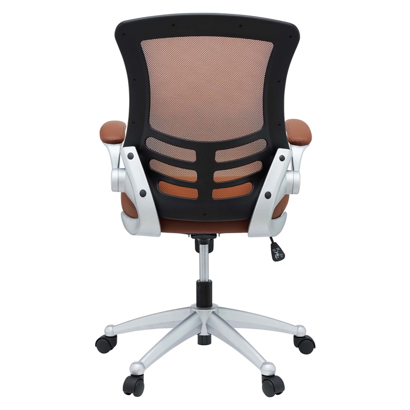 Pemberly Row Contemporary Adjustable Height Vinyl Office Chair in Tan Finish