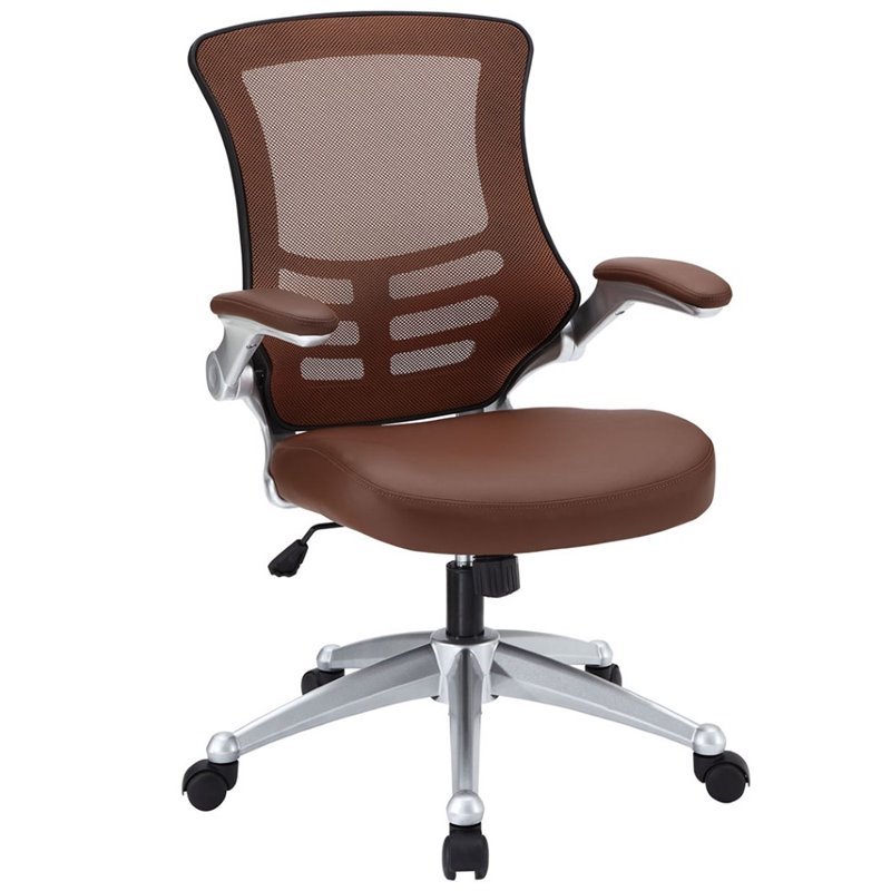 Pemberly Row Contemporary Adjustable Height Vinyl Office Chair in Tan Finish