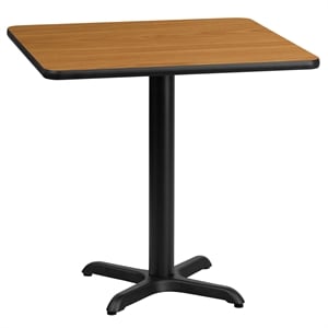 Pemberly Row 24&quot Square Restaurant Dining Table in Black Natural