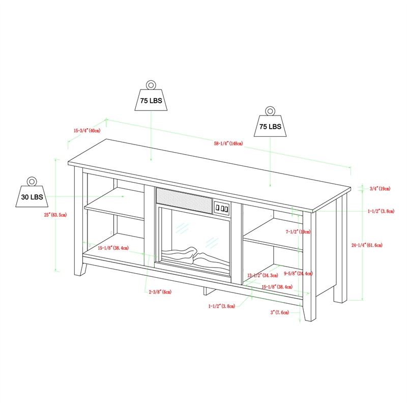 Pemberly Row Traditional Wood TV Stand for TVs up to 60