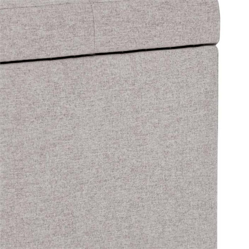 Pemberly Row 34 in. W Rectangle Storage Ottoman in Cloud Gray Linen Look Fabric