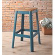 Pemberly Row Contemporary Bar Stool in Natural and Teal Finish