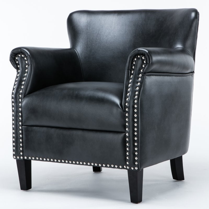 Pemberly Row Contemporary Charcoal Faux Leather Club Accent Chair