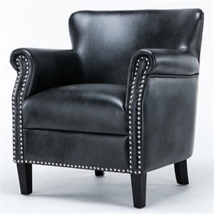 Pemberly Row Contemporary Charcoal Faux Leather Club Accent Chair