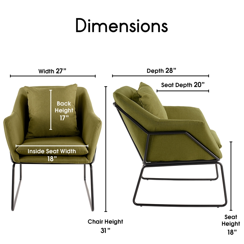 Pemberly Row Contemporary Accent Chair in French Pistachio Finish