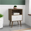 Pemberly Row 1-Drawer Wood Nightstand 1.0 in White / Rustic Brown
