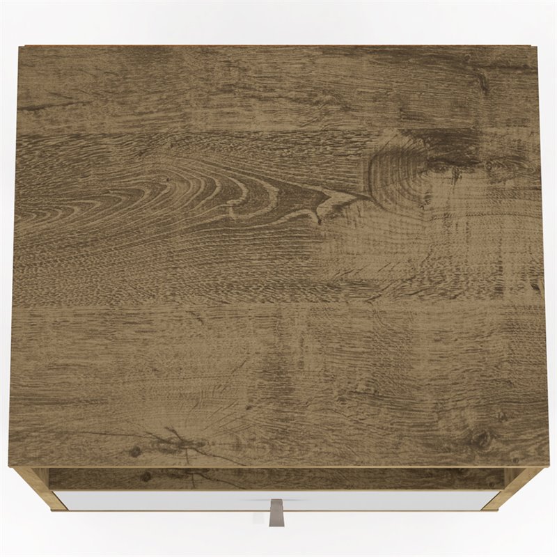 Pemberly Row 1-Drawer Wood Nightstand 1.0 in White / Rustic Brown