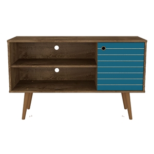 Pemberly Row Wood TV Stand for TVs up to 46&quot in Aqua Blue / Brown