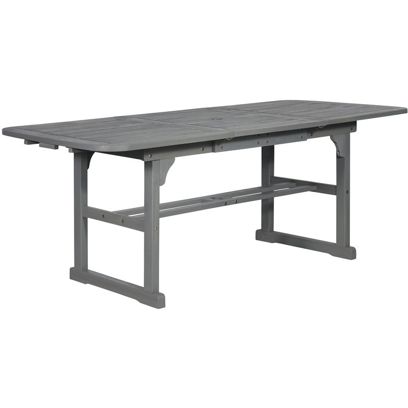 Pemberly Row Transitional Extendable Patio Dining Table in Gray Wash
