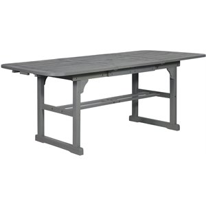 Pemberly Row Transitional Extendable Patio Dining Table in Gray Wash