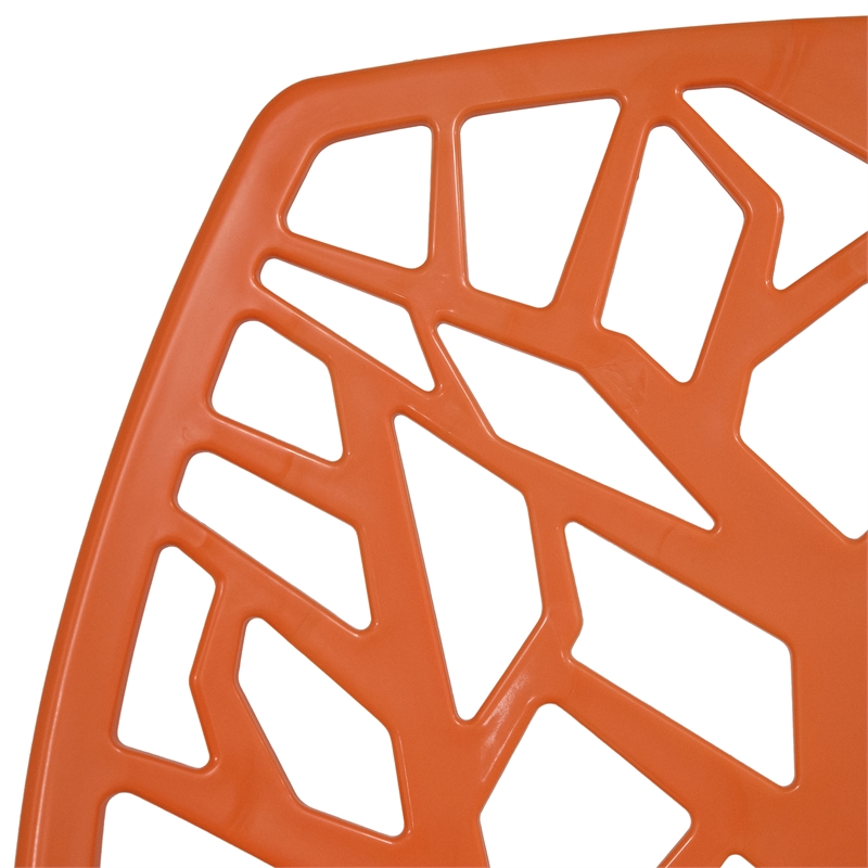 Pemberly Row Modern Plastic Dining Side Chair in Solid Orange