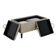 Pemberly Row Modern Storage Ottoman With Trays in Beige Fabric