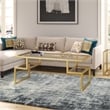 Pemberly Row Metal Hollywood Gold Coffee Table with Glass Top