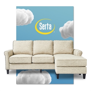 Pemberly Row Contemporary Soft Fabric Upholstered Roll Arm Sectional in Cream